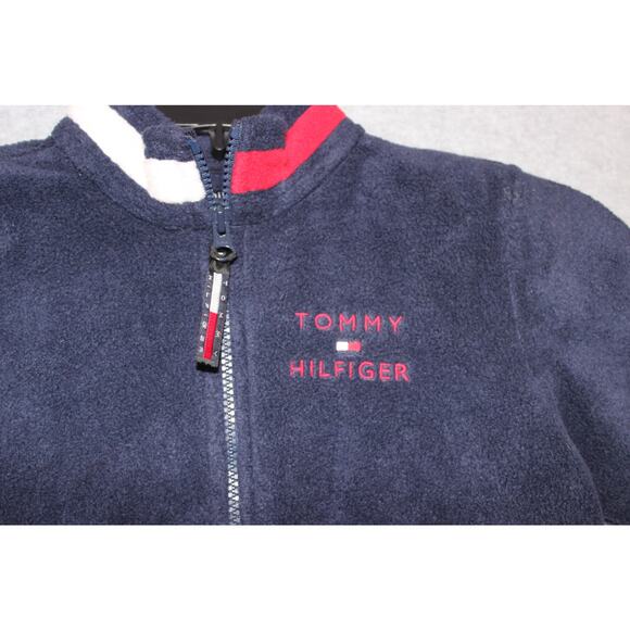 Vintage 90s Tommy Hilfiger Kids Navy‎ Fleece Zip Up Size 3T - Picture 2 of 6